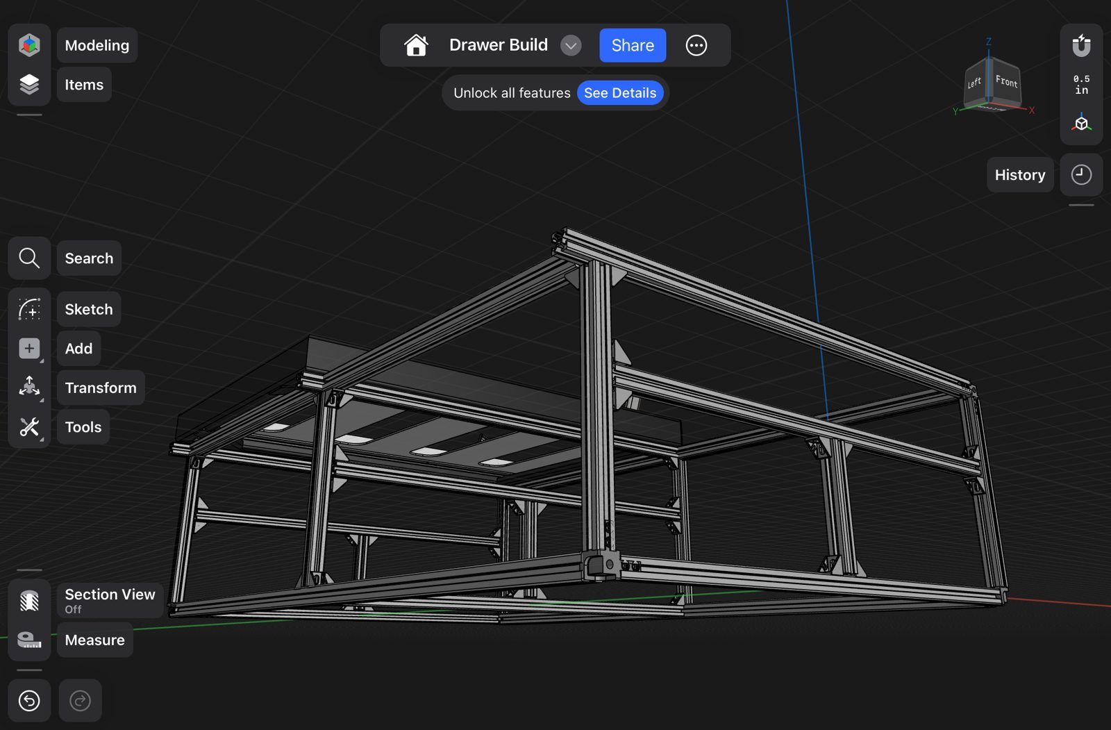 The Shapr3D model of the frame