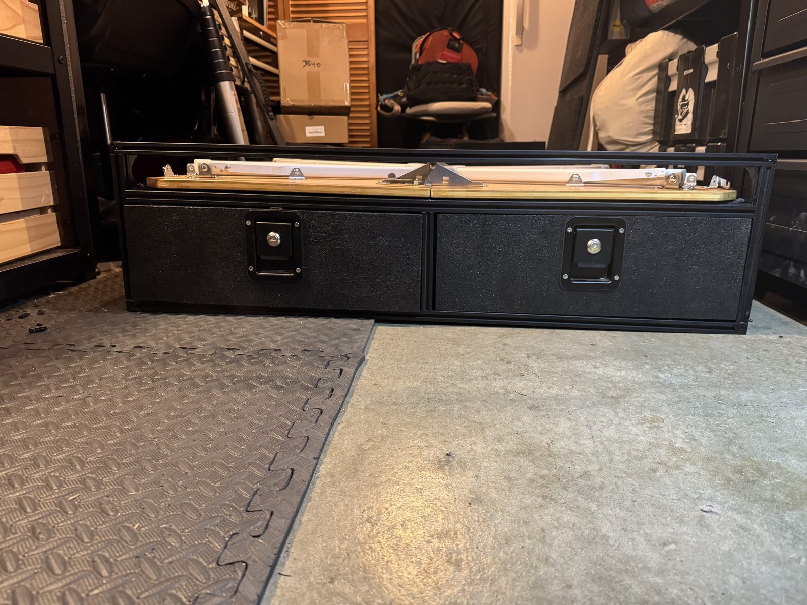Side view: drawers, table slot, top