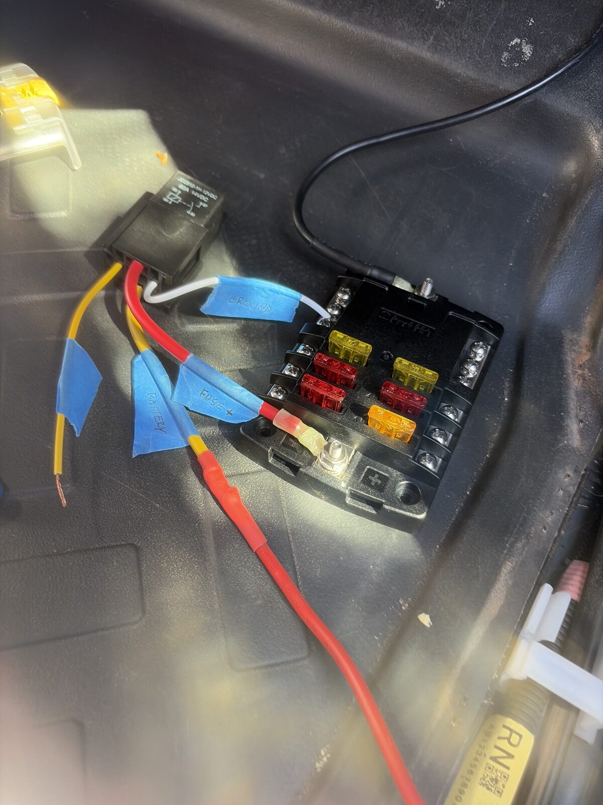 Blue Sea 5025 fuse block wired, fuses in, before the cover went on